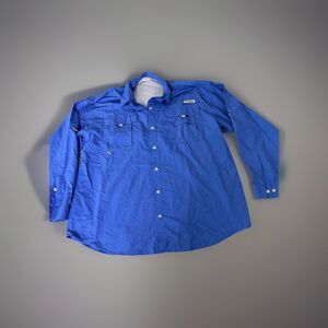 Columbia Shirt Mens XL TG Blue Bahama PFG Omni Shade Vented Fishing Button Down